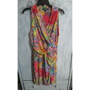 Lauren Ralph Lauren V Neck Dress Sz 12 Feminine Beachy Boho Cottage Core